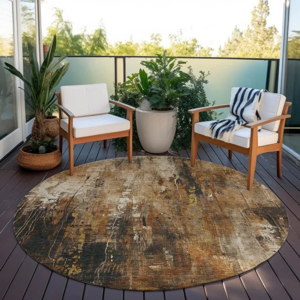 LOOMLAN Rugs Caelion Brown Washable Indoor-Outdoor Rug