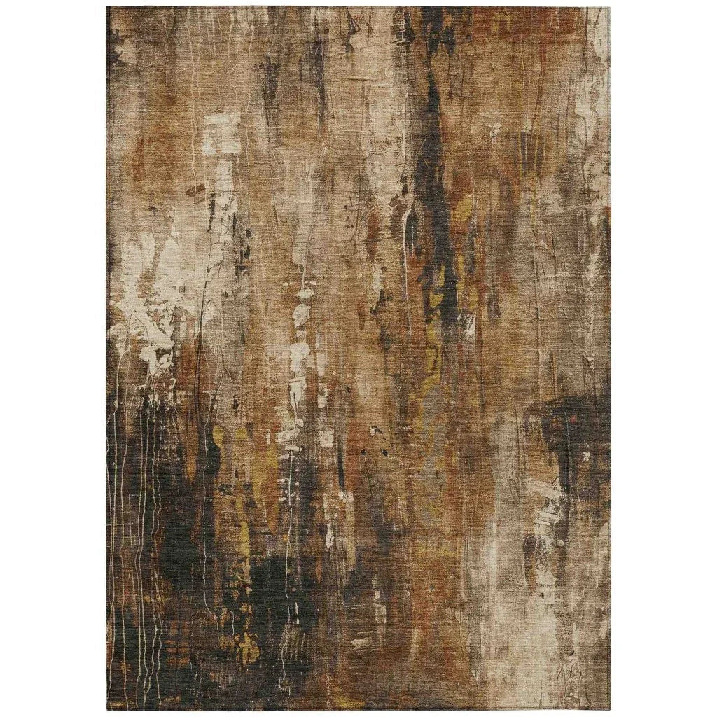 LOOMLAN Rugs Caelion Brown Washable Indoor-Outdoor Rug
