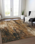 LOOMLAN Rugs Caelion Brown Washable Indoor-Outdoor Rug