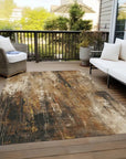 LOOMLAN Rugs Caelion Brown Washable Indoor-Outdoor Rug