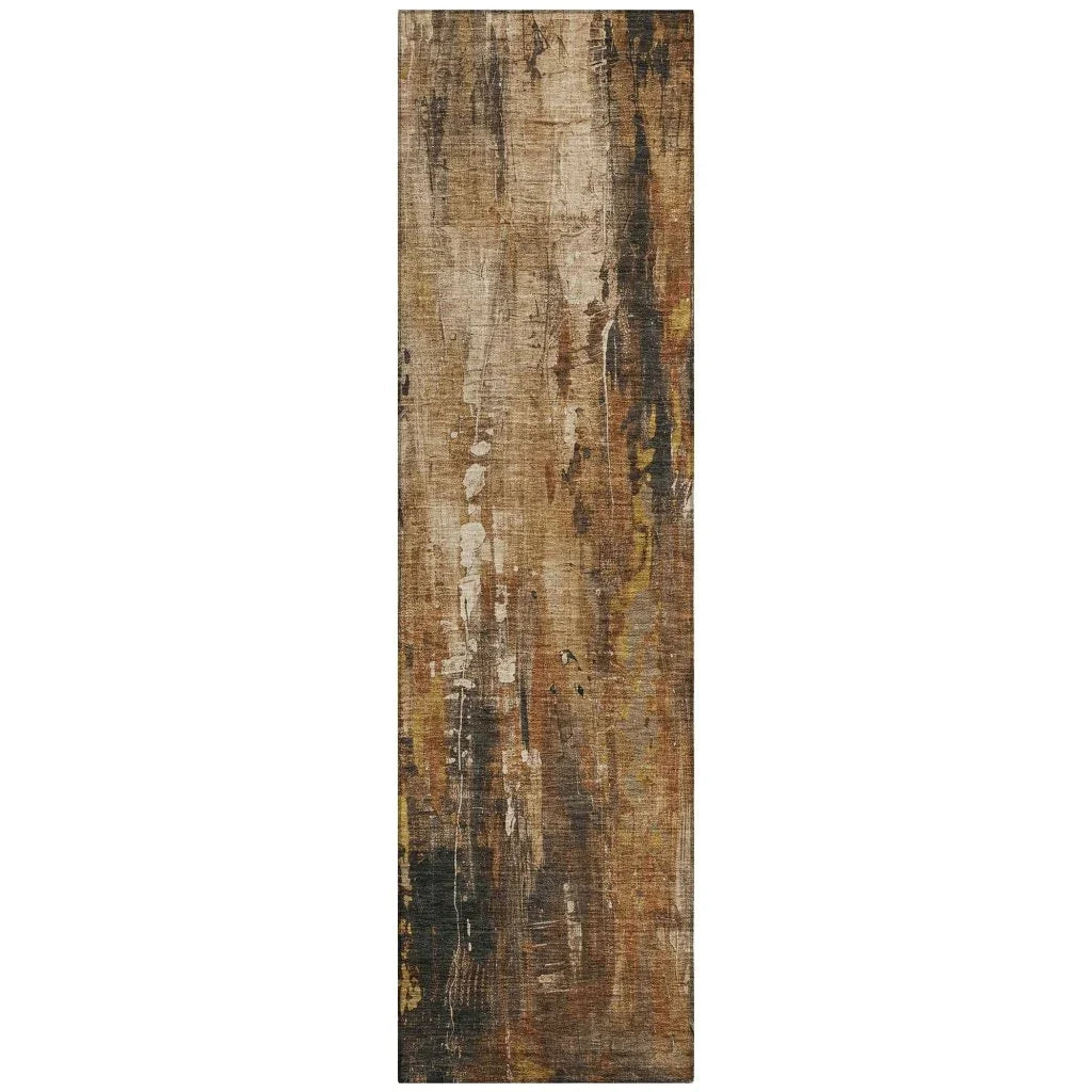 LOOMLAN Rugs Caelion Brown Washable Indoor-Outdoor Rug