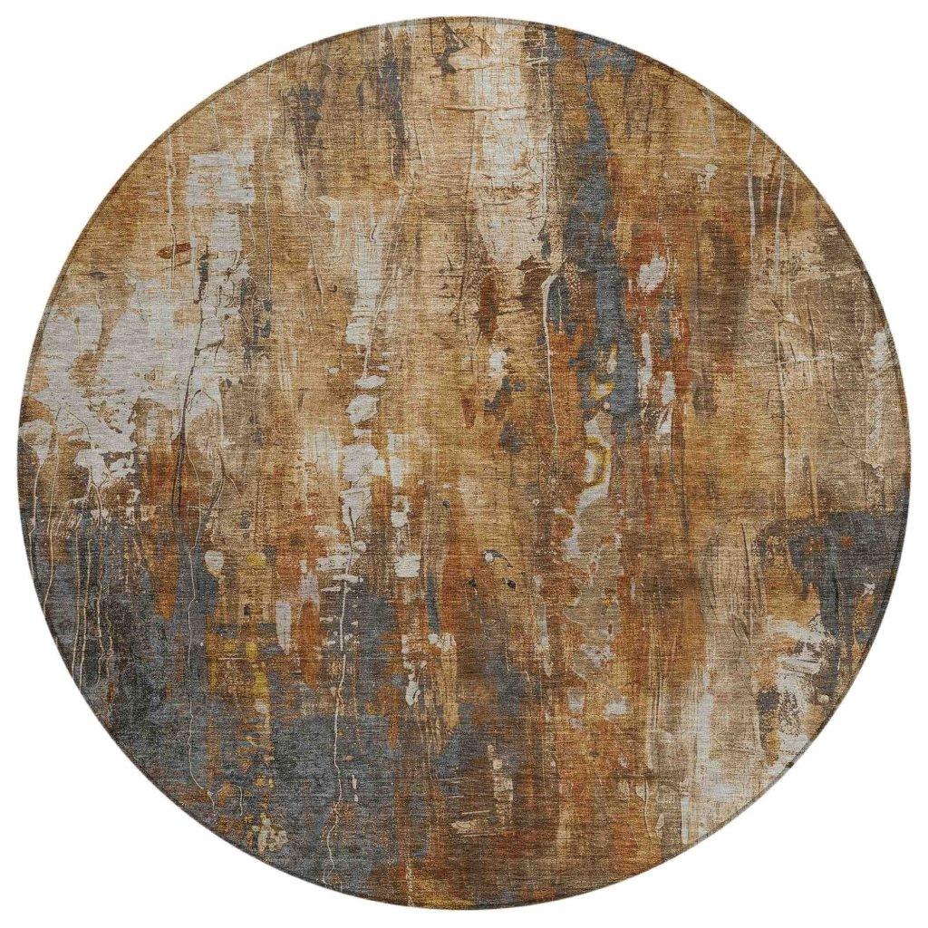 LOOMLAN Rugs Caelion Orange Washable Indoor-Outdoor Rug