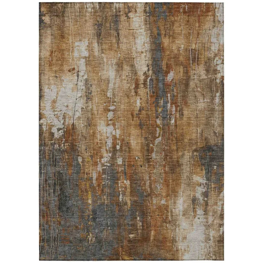 LOOMLAN Rugs Caelion Orange Washable Indoor-Outdoor Rug