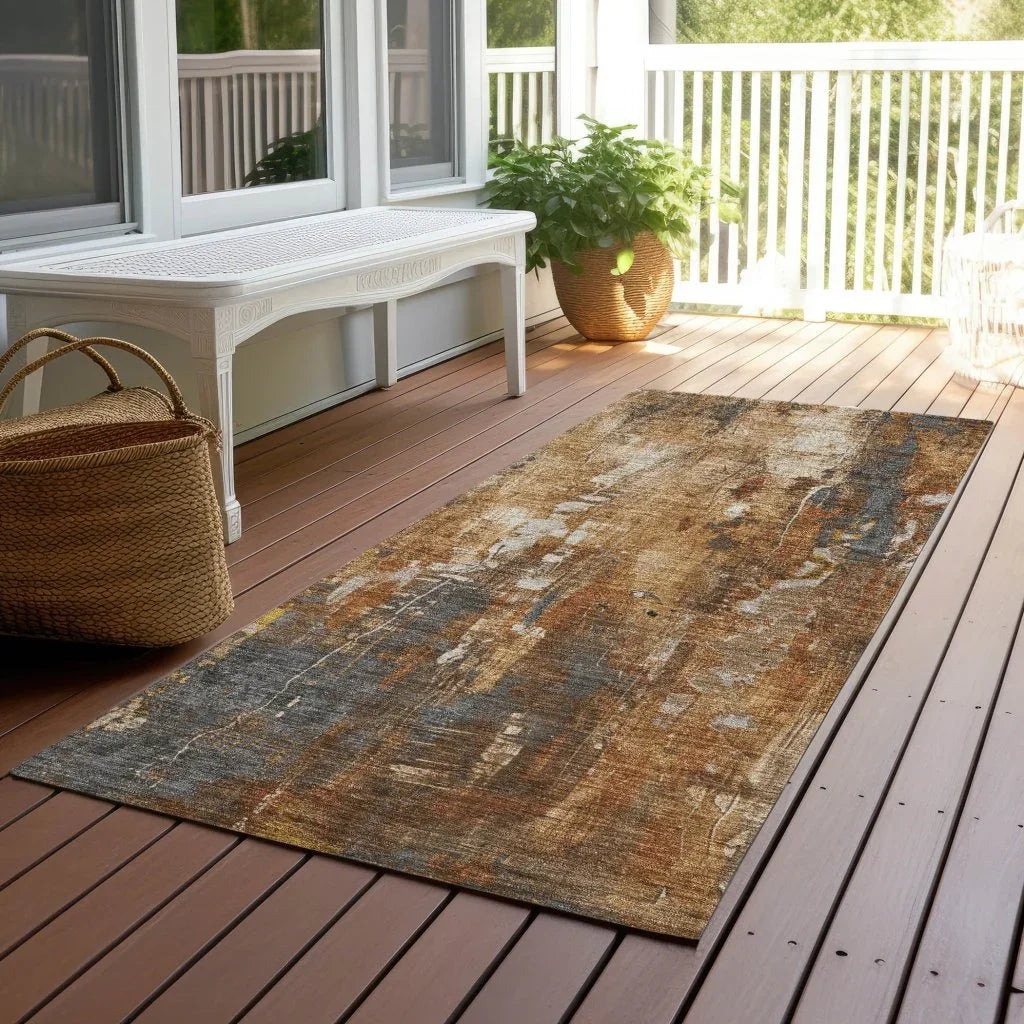 LOOMLAN Rugs Caelion Orange Washable Indoor-Outdoor Rug