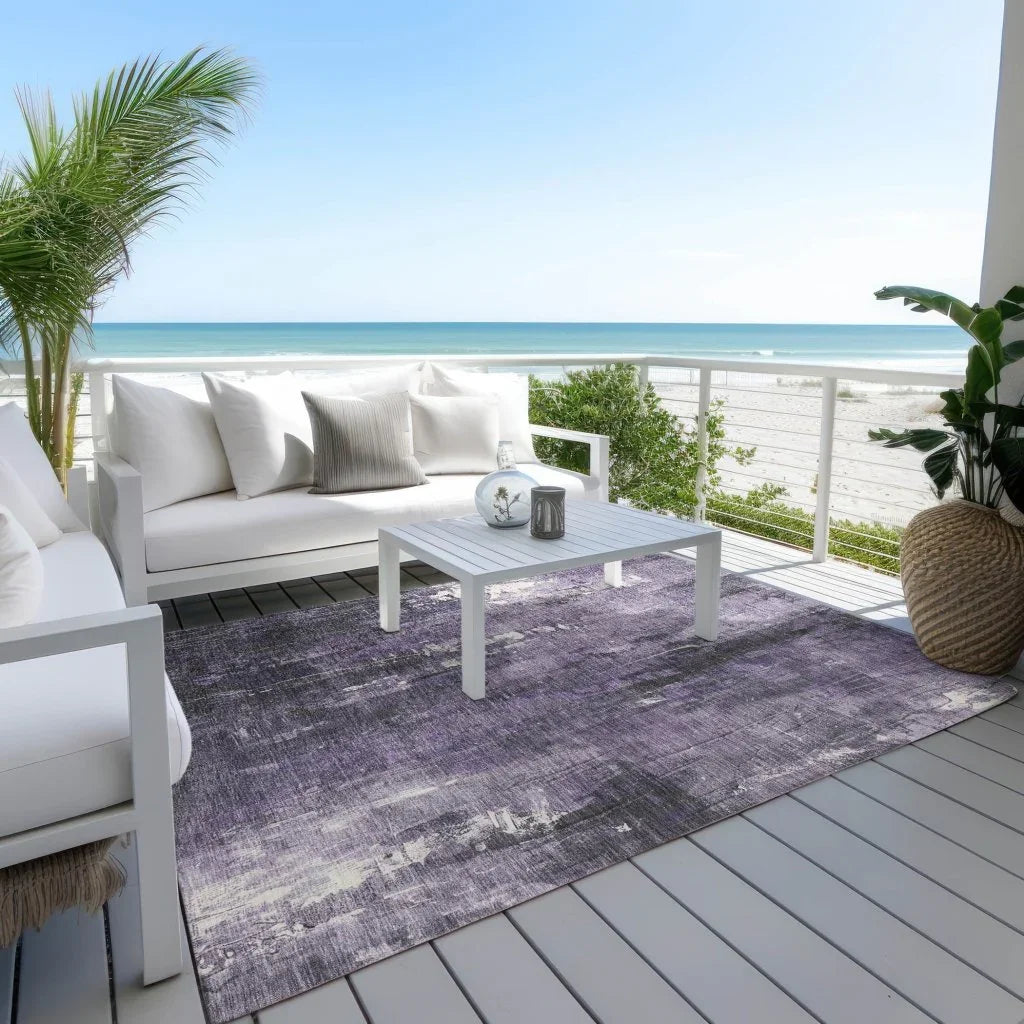 LOOMLAN Rugs Caelion Purple Washable Indoor-Outdoor Rug