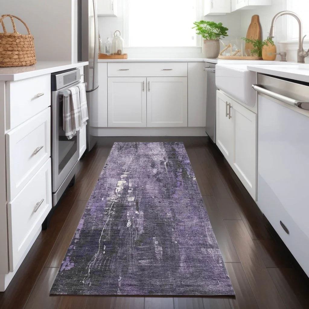 LOOMLAN Rugs Caelion Purple Washable Indoor-Outdoor Rug