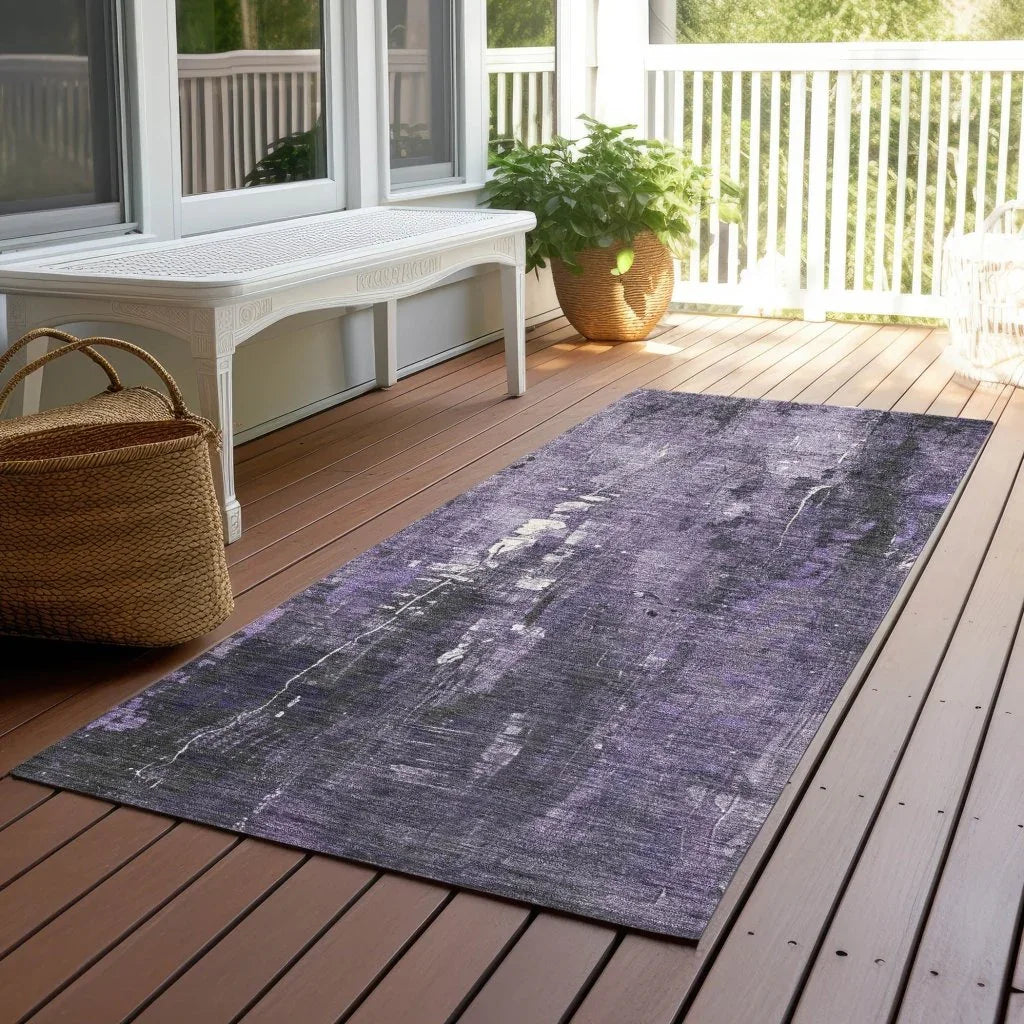 LOOMLAN Rugs Caelion Purple Washable Indoor-Outdoor Rug