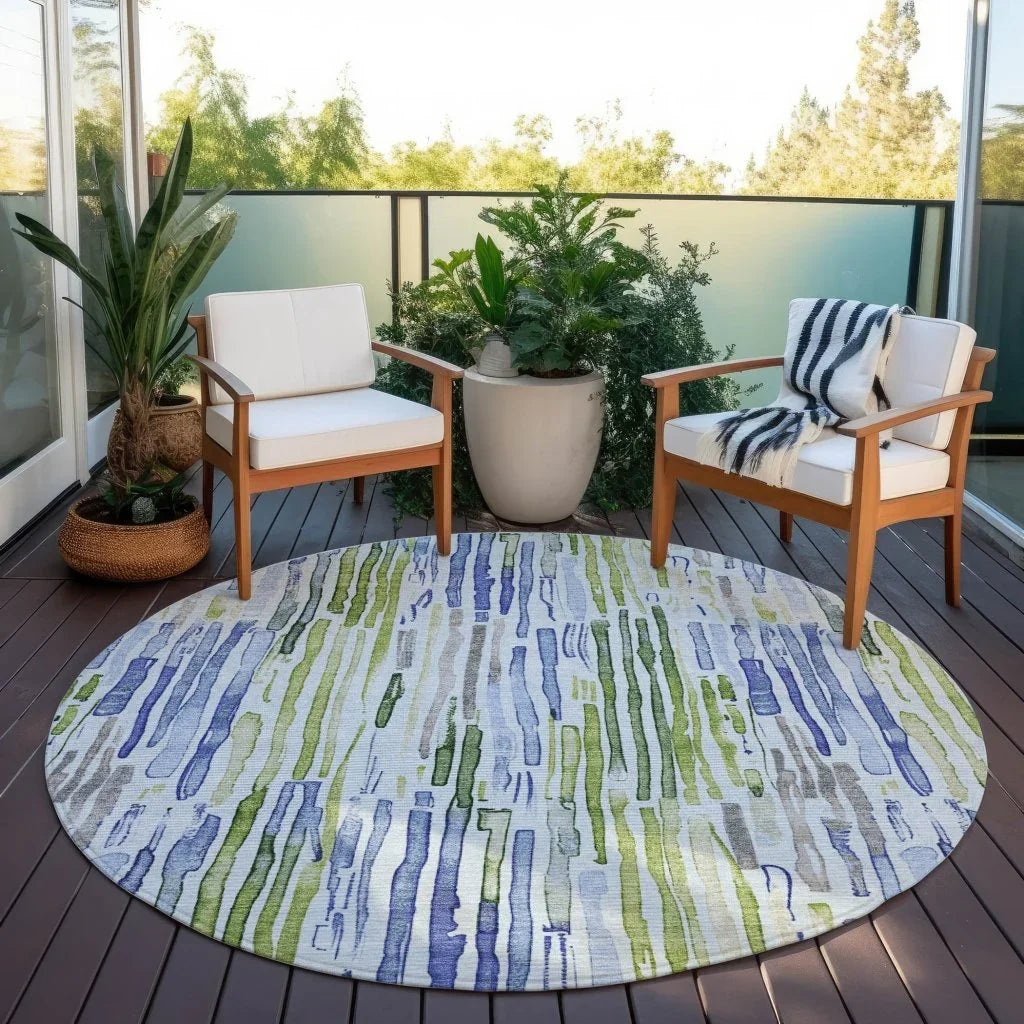 LOOMLAN Rugs Caelira Blue Washable Indoor-Outdoor Rug