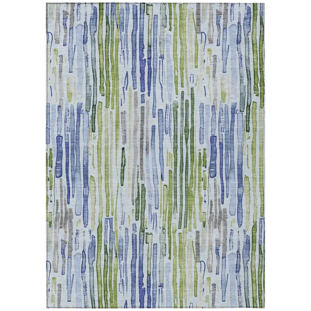 LOOMLAN Rugs Caelira Blue Washable Indoor-Outdoor Rug