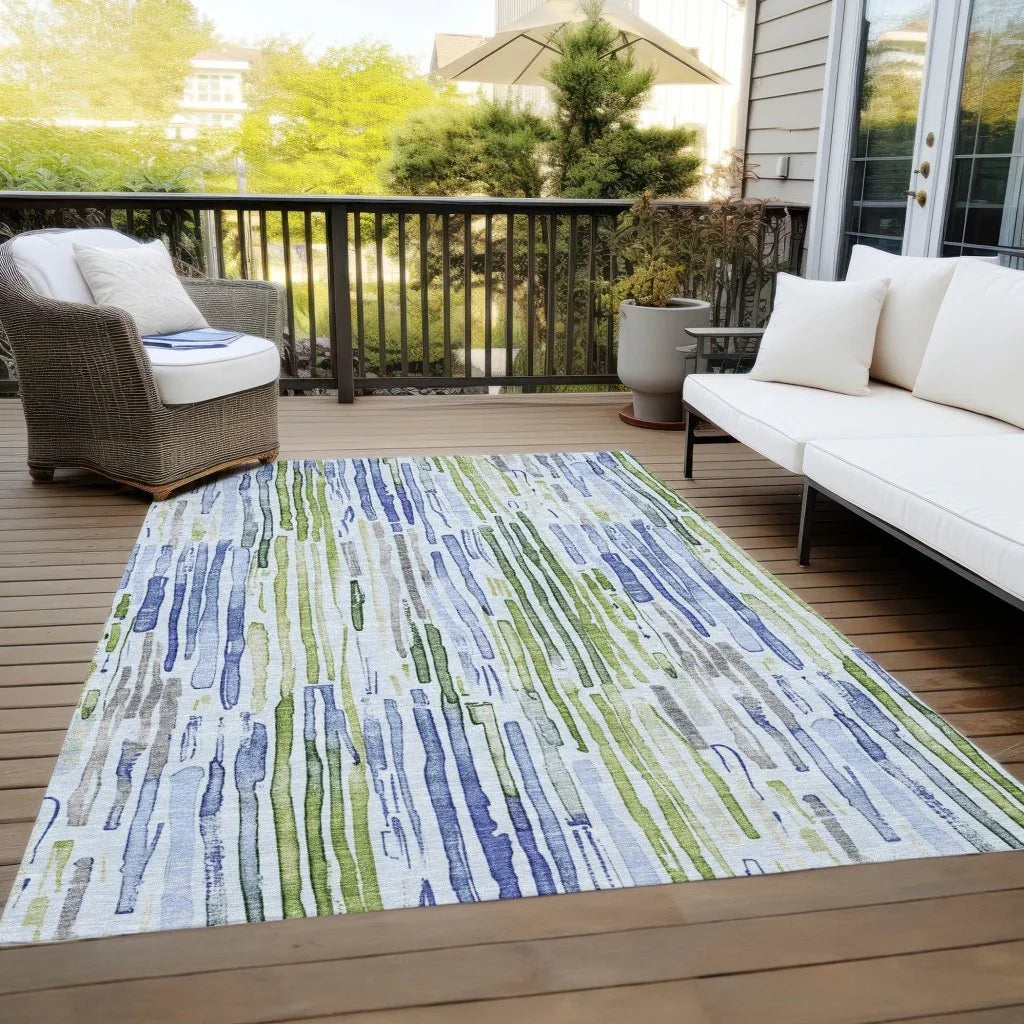 LOOMLAN Rugs Caelira Blue Washable Indoor-Outdoor Rug