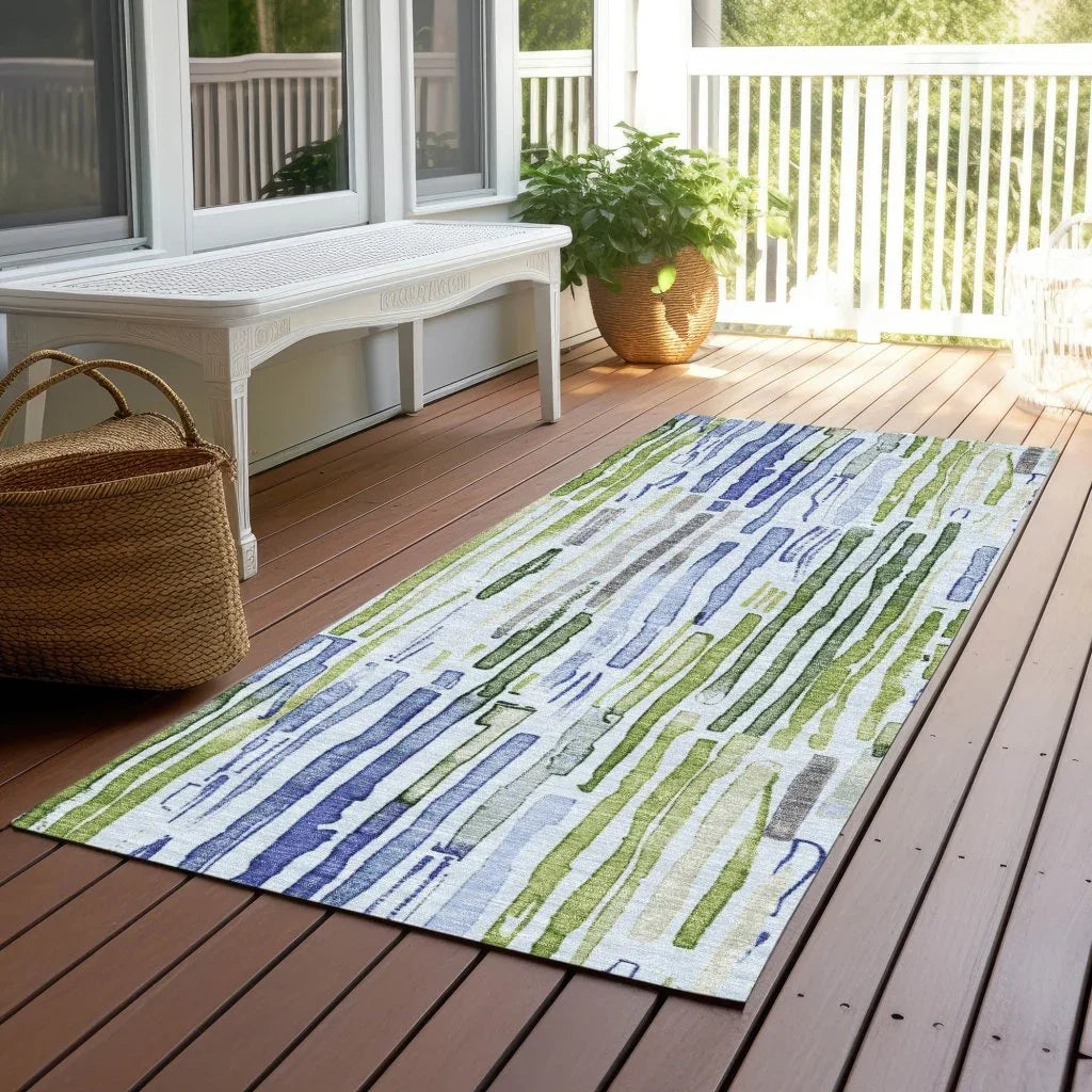 LOOMLAN Rugs Caelira Blue Washable Indoor-Outdoor Rug
