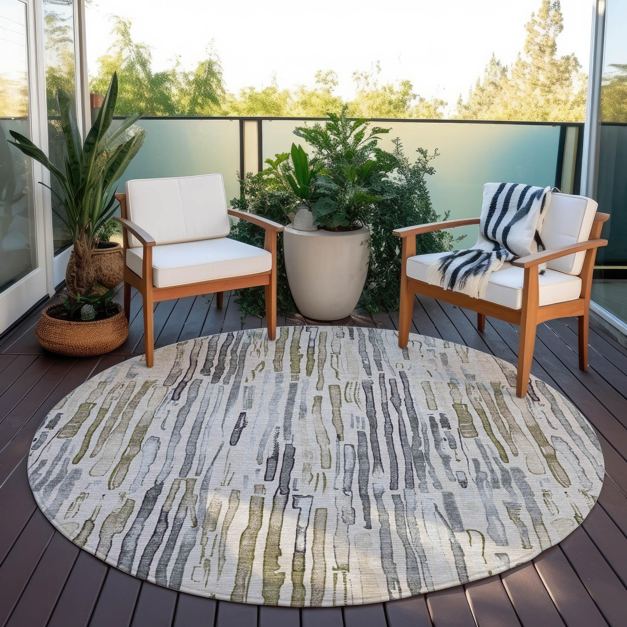 LOOMLAN Rugs Caelira Brown Washable Indoor-Outdoor Rug