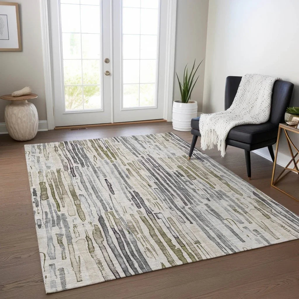 LOOMLAN Rugs Caelira Brown Washable Indoor-Outdoor Rug