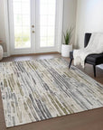 LOOMLAN Rugs Caelira Brown Washable Indoor-Outdoor Rug