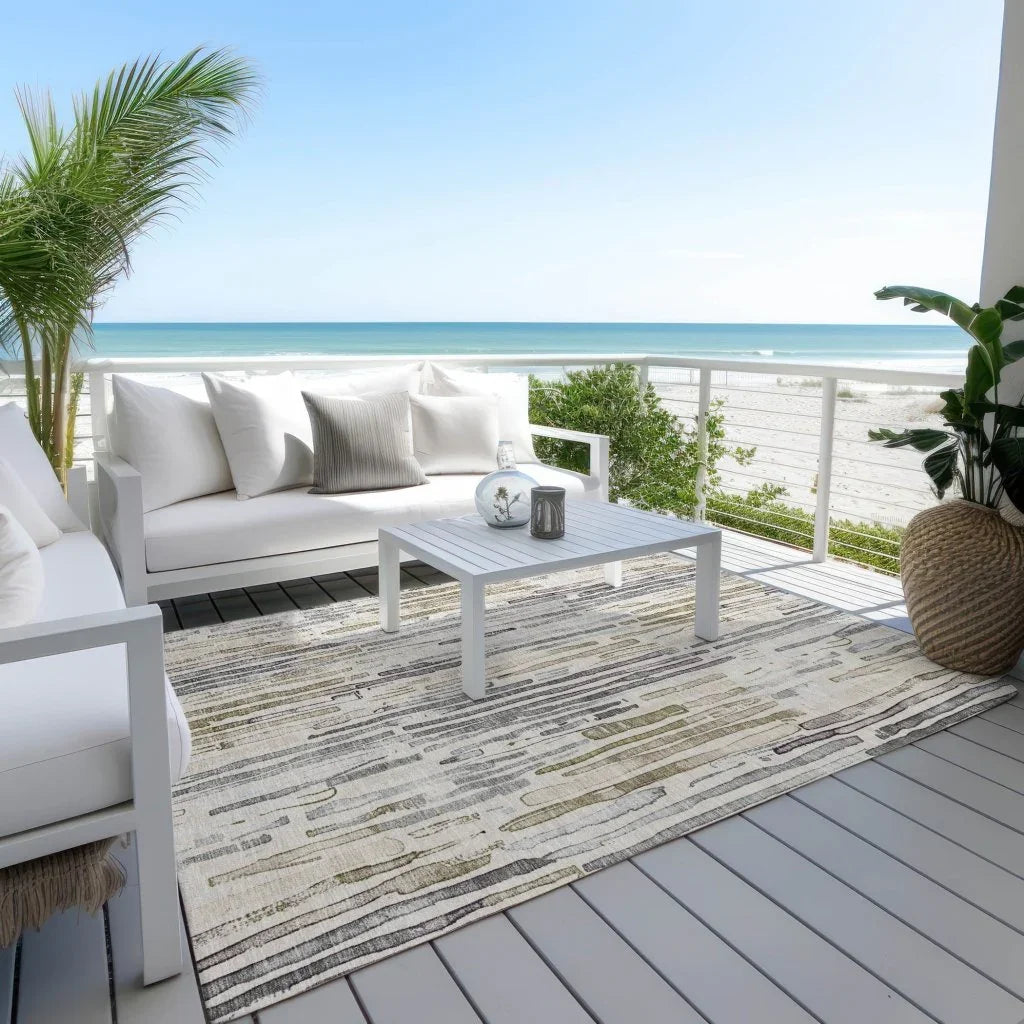 LOOMLAN Rugs Caelira Brown Washable Indoor-Outdoor Rug