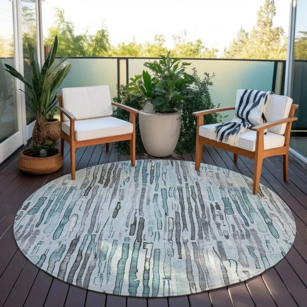 LOOMLAN Rugs Caelira Teal Washable Indoor-Outdoor Rug