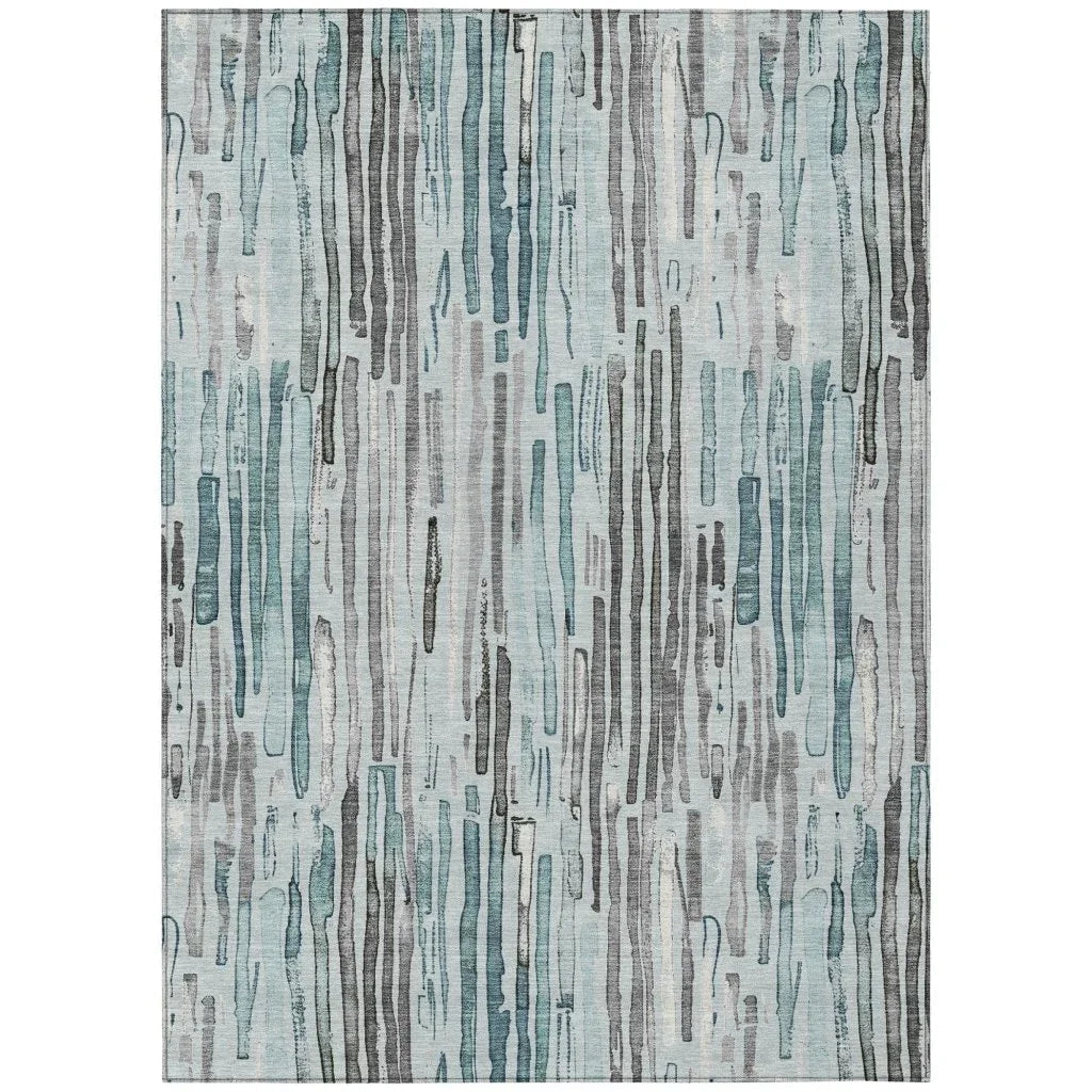 LOOMLAN Rugs Caelira Teal Washable Indoor-Outdoor Rug