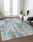 LOOMLAN Rugs Caelira Teal Washable Indoor-Outdoor Rug