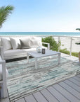 LOOMLAN Rugs Caelira Teal Washable Indoor-Outdoor Rug