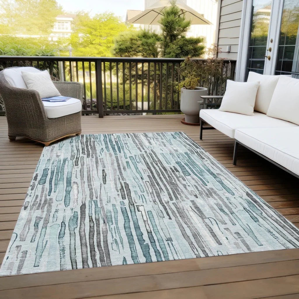 LOOMLAN Rugs Caelira Teal Washable Indoor-Outdoor Rug