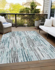 LOOMLAN Rugs Caelira Teal Washable Indoor-Outdoor Rug