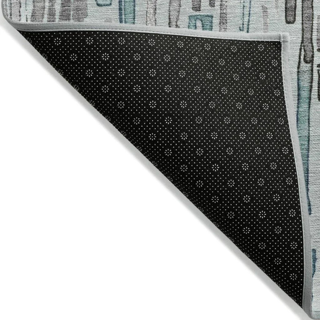 LOOMLAN Rugs Caelira Teal Washable Indoor-Outdoor Rug