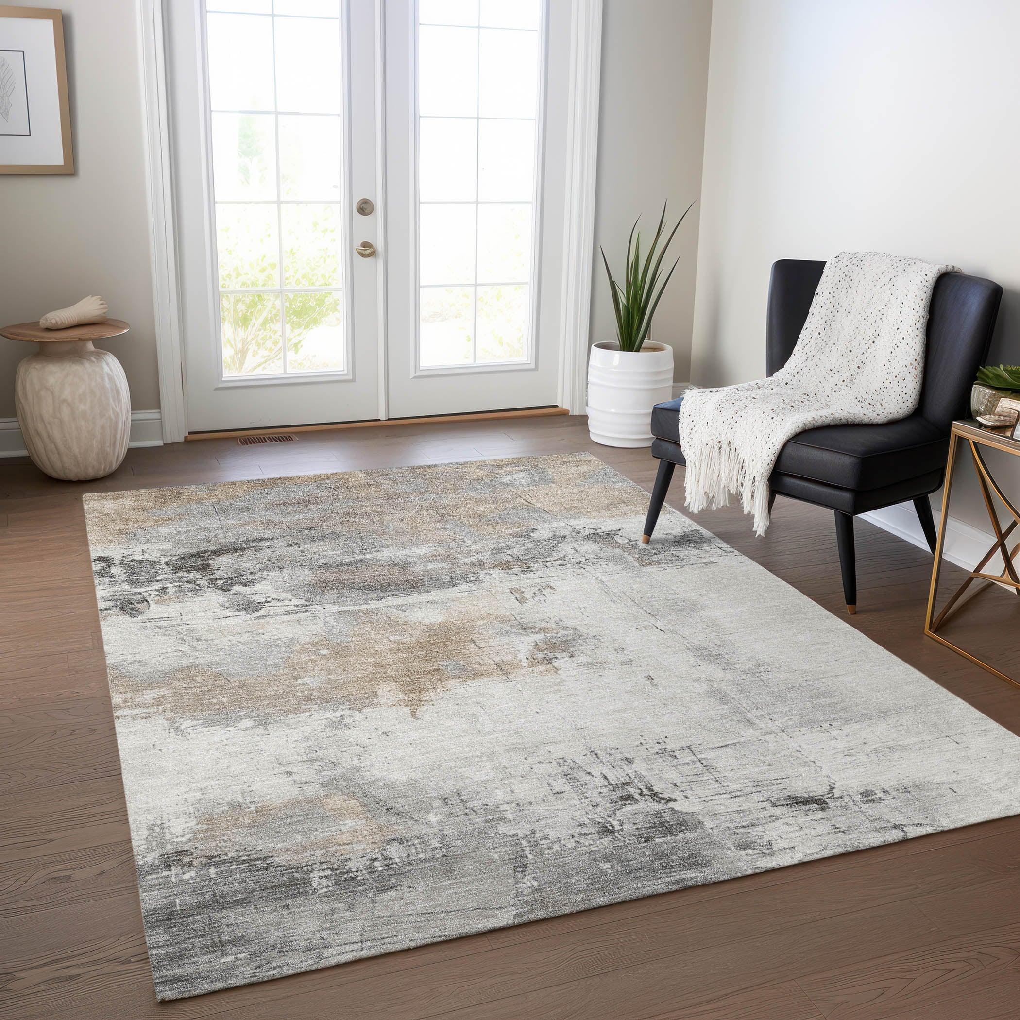LOOMLAN Rugs Caelius Ivory Washable Indoor-Outdoor Rug