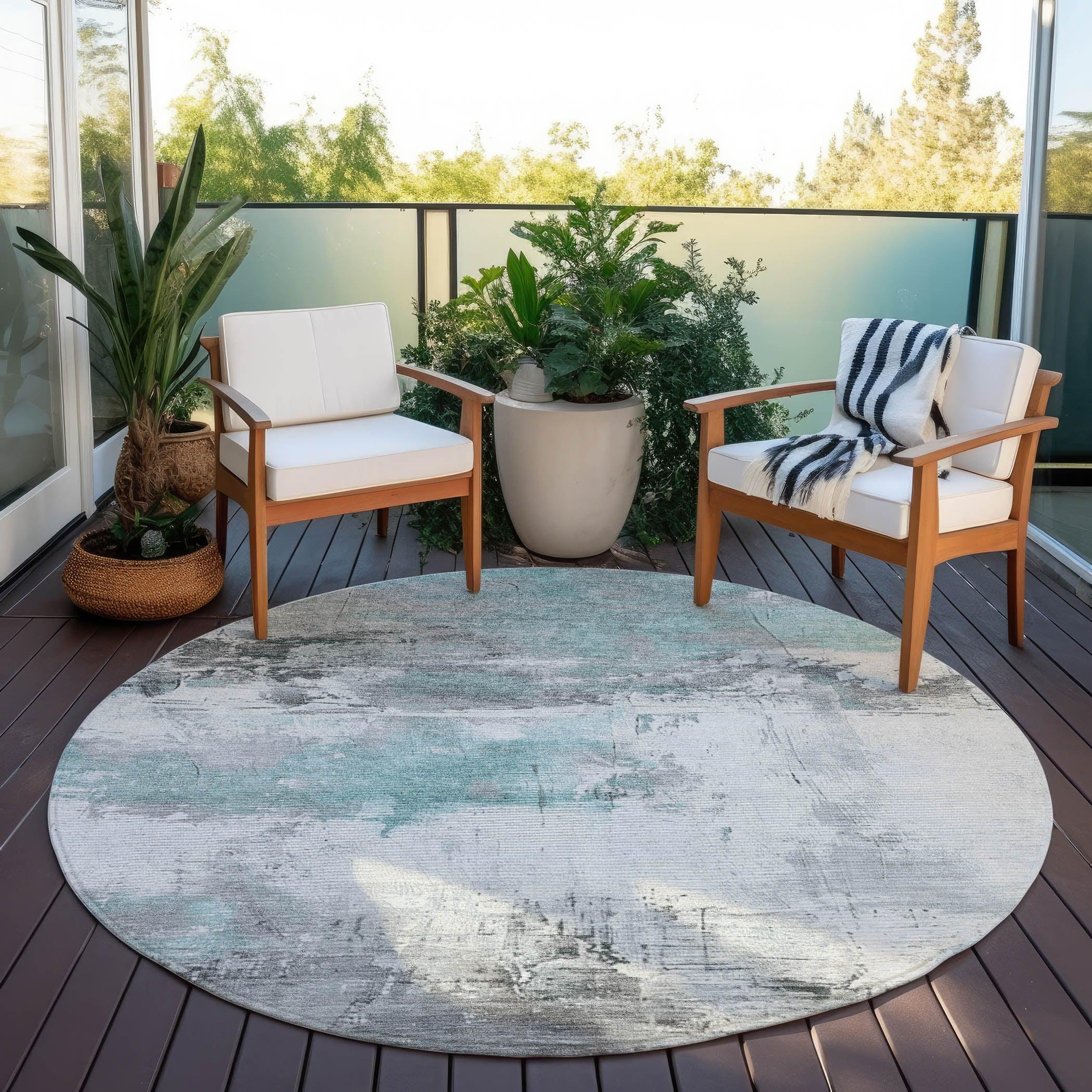 LOOMLAN Rugs Caelius Teal Washable Indoor-Outdoor Rug