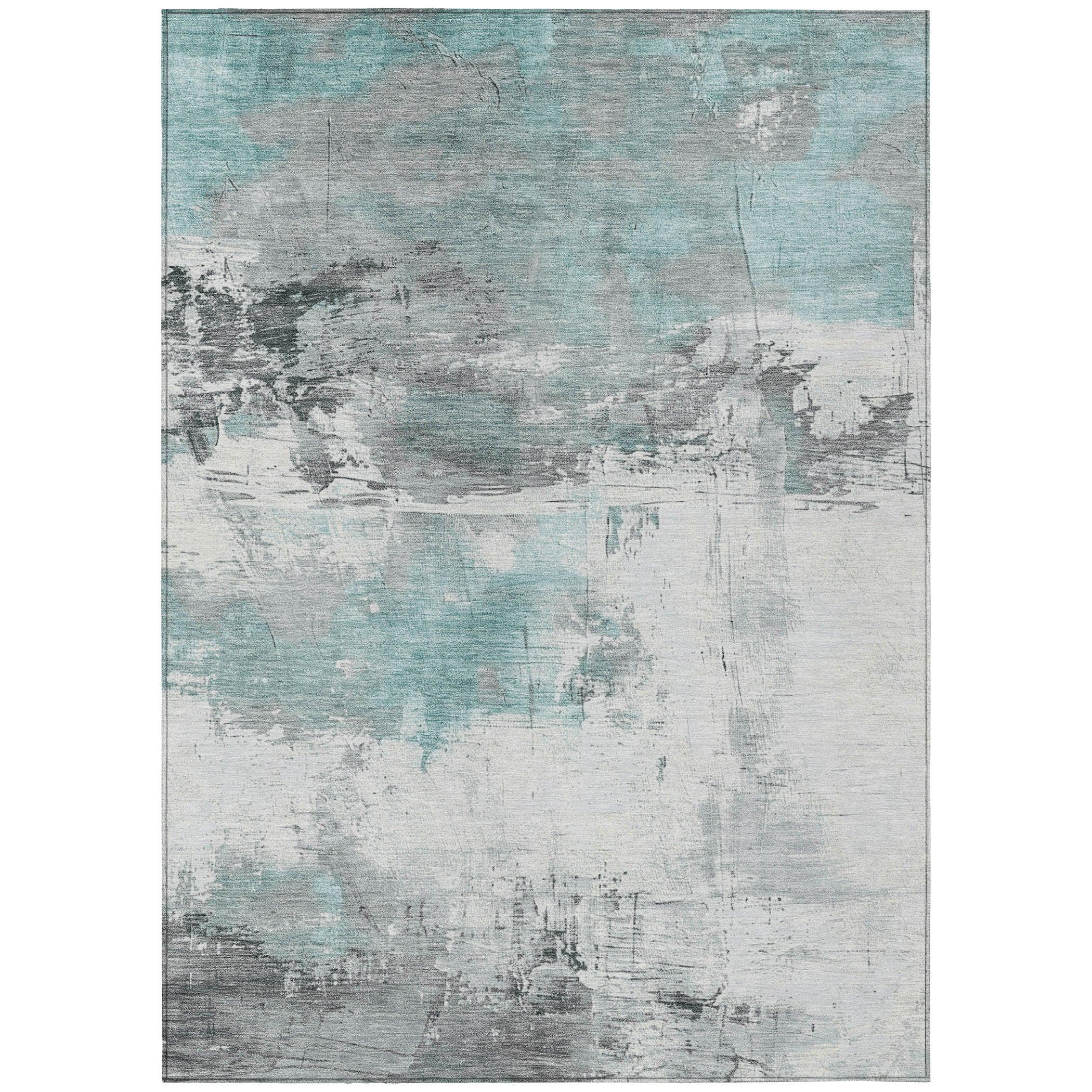 LOOMLAN Rugs Caelius Teal Washable Indoor-Outdoor Rug