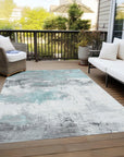 LOOMLAN Rugs Caelius Teal Washable Indoor-Outdoor Rug