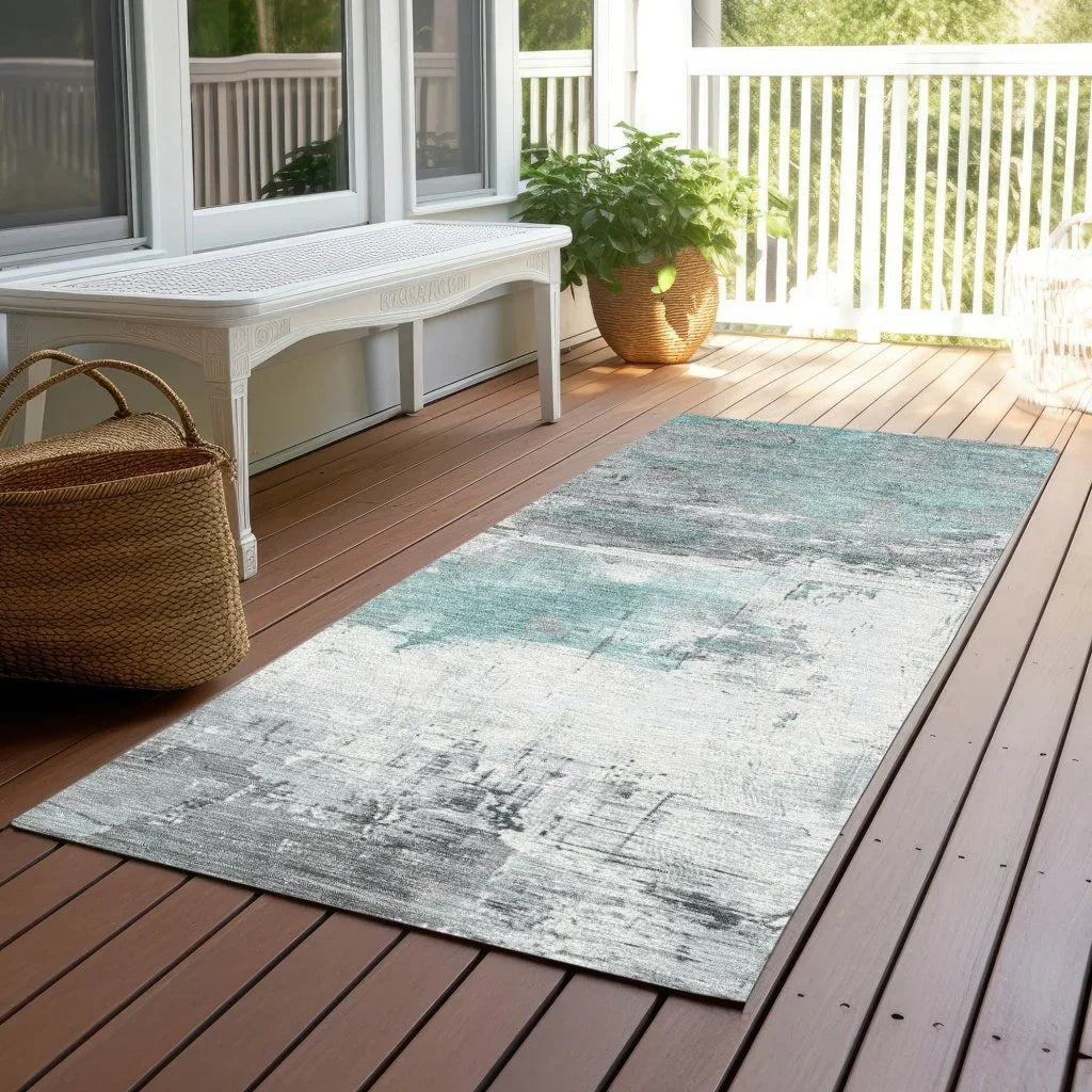 LOOMLAN Rugs Caelius Teal Washable Indoor-Outdoor Rug