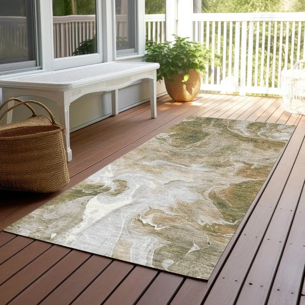 LOOMLAN Rugs Caelor Brown Washable Indoor-Outdoor Rug