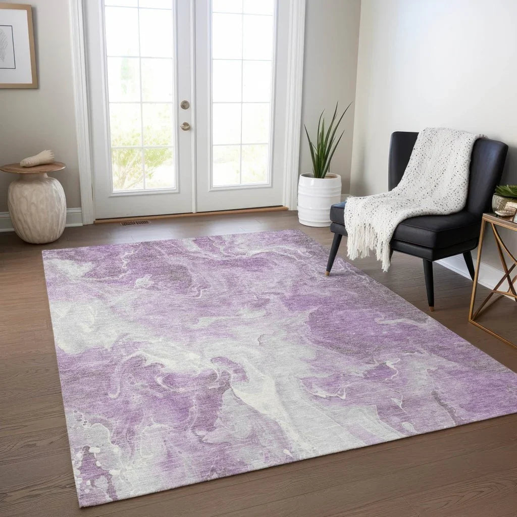 LOOMLAN Rugs Caelor Purple Washable Indoor-Outdoor Rug