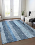 LOOMLAN Rugs Caelyn Blue Washable Indoor-Outdoor Rug