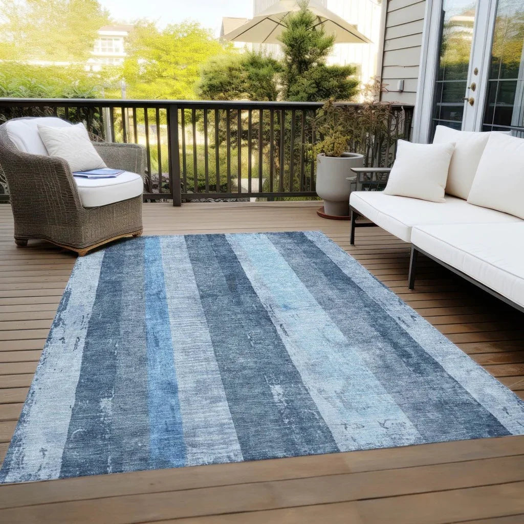 LOOMLAN Rugs Caelyn Blue Washable Indoor-Outdoor Rug