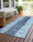 LOOMLAN Rugs Caelyn Blue Washable Indoor-Outdoor Rug