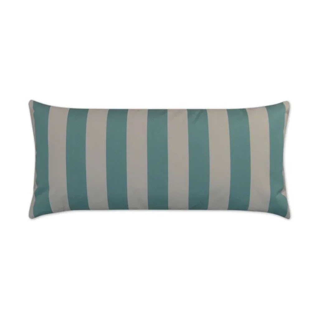 D.V. Kap Cafe Stripe Aqua Outdoor Lumbar Pillow
