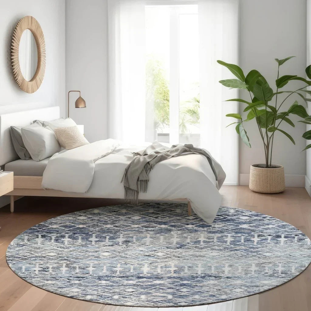 LOOMLAN Rugs Calandria Blue Washable Indoor-Outdoor Rug