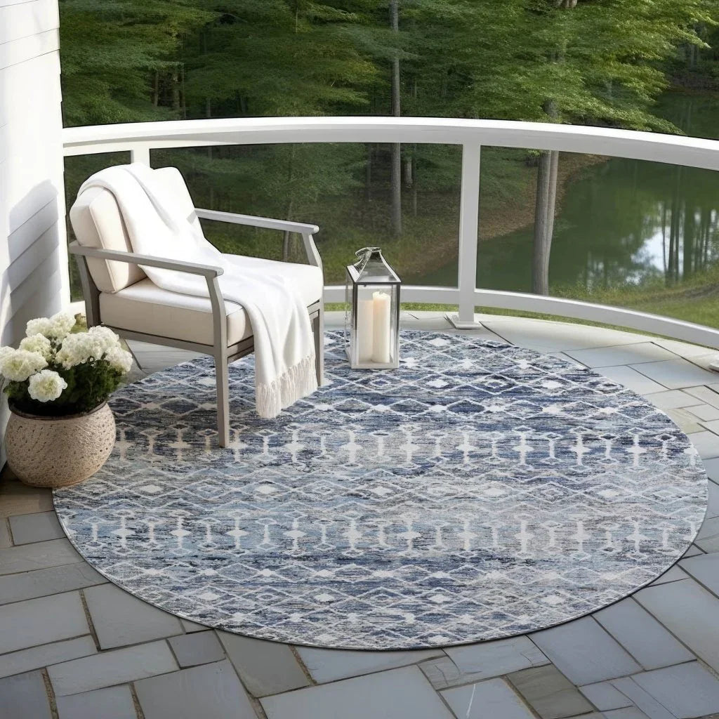 LOOMLAN Rugs Calandria Blue Washable Indoor-Outdoor Rug