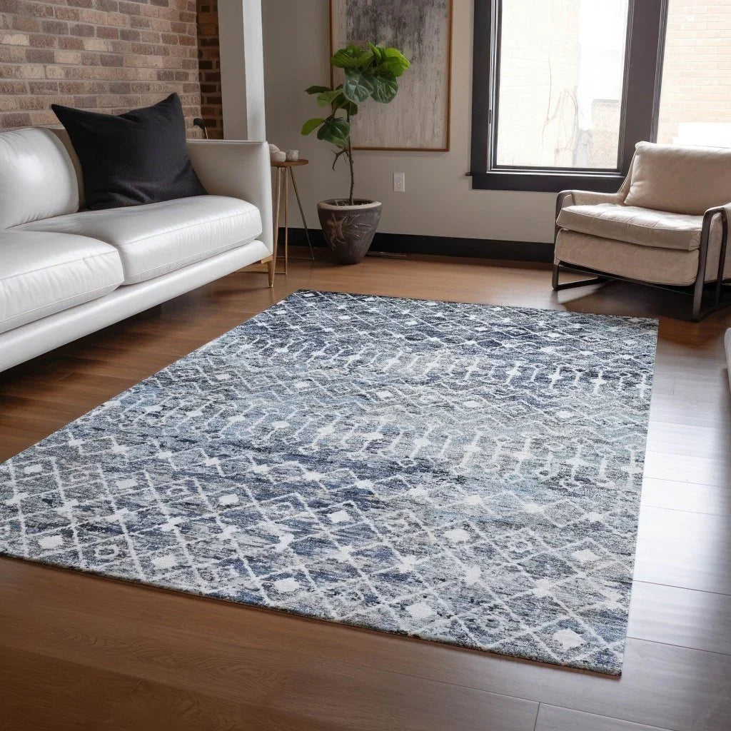 LOOMLAN Rugs Calandria Blue Washable Indoor-Outdoor Rug