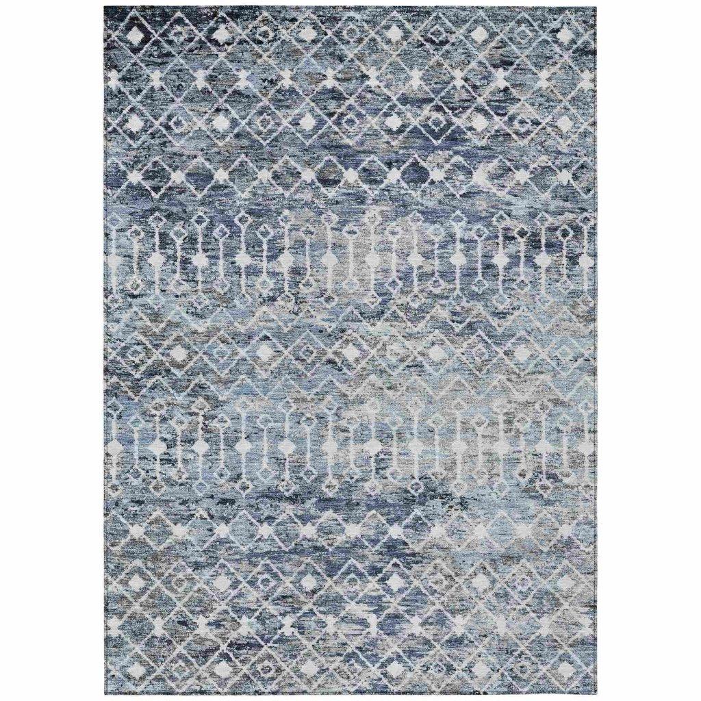 LOOMLAN Rugs Calandria Blue Washable Indoor-Outdoor Rug