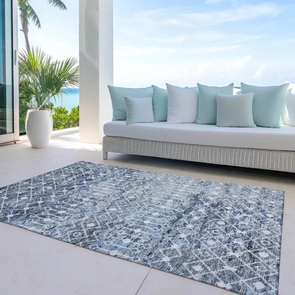 LOOMLAN Rugs Calandria Blue Washable Indoor-Outdoor Rug