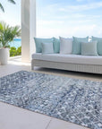 LOOMLAN Rugs Calandria Blue Washable Indoor-Outdoor Rug