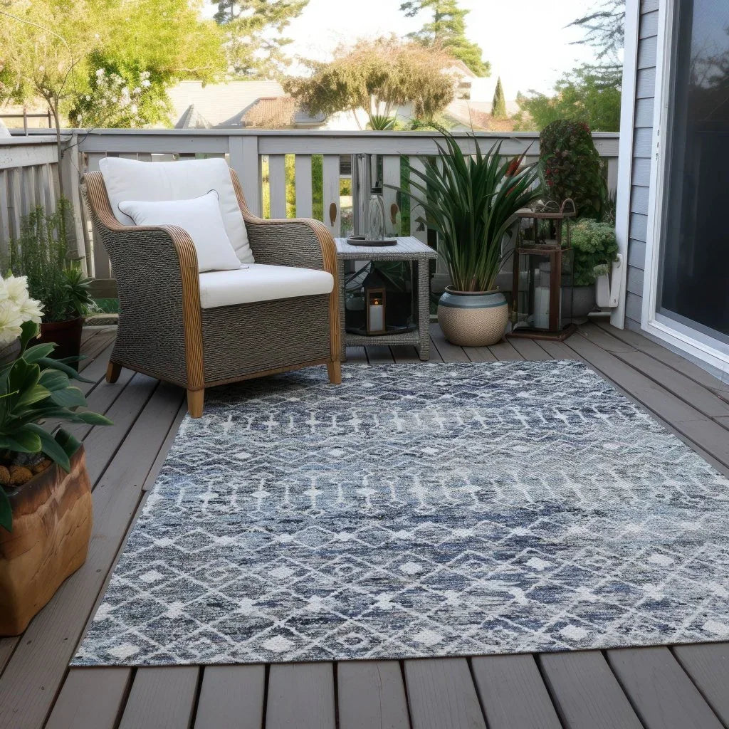 LOOMLAN Rugs Calandria Blue Washable Indoor-Outdoor Rug