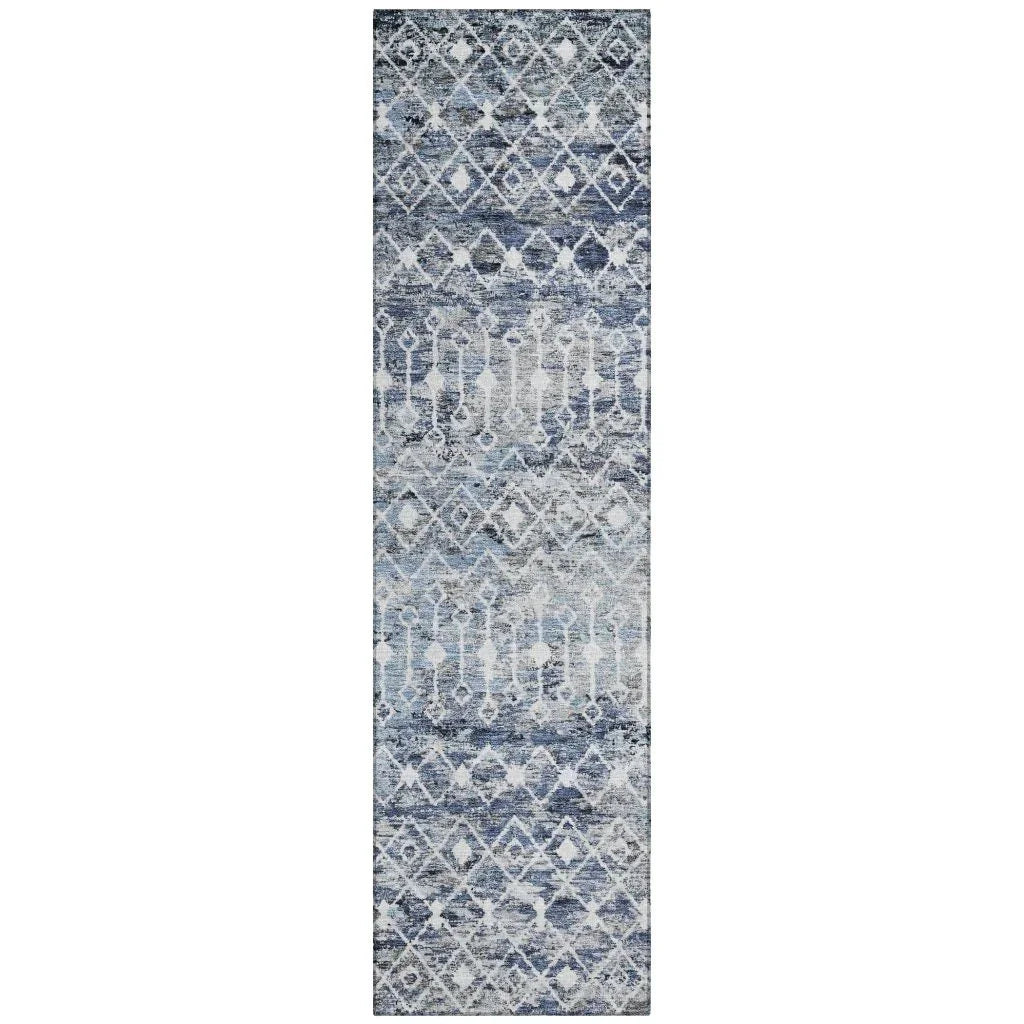 LOOMLAN Rugs Calandria Blue Washable Indoor-Outdoor Rug