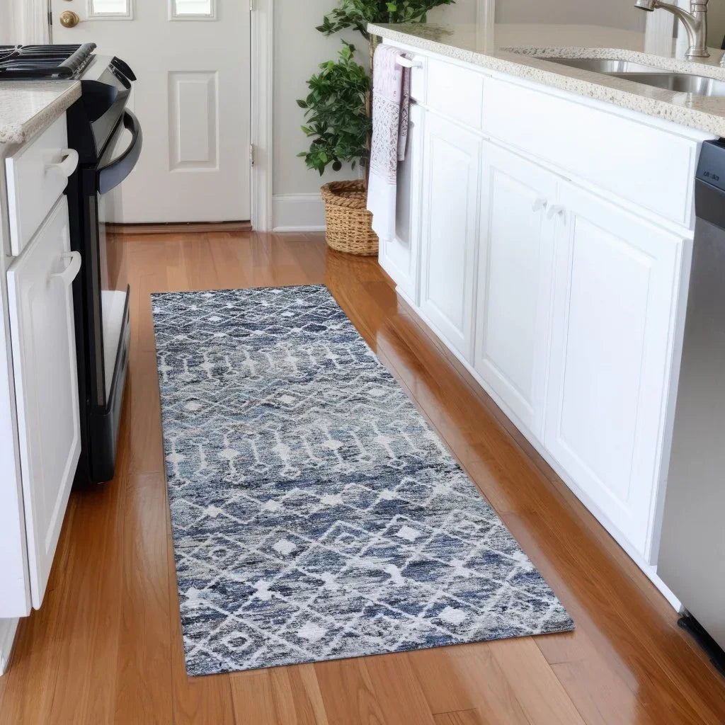 LOOMLAN Rugs Calandria Blue Washable Indoor-Outdoor Rug