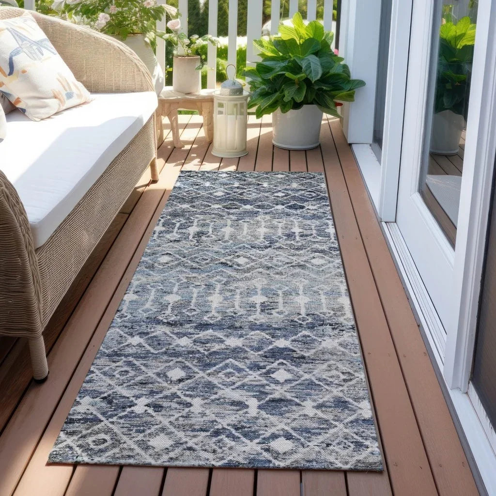 LOOMLAN Rugs Calandria Blue Washable Indoor-Outdoor Rug