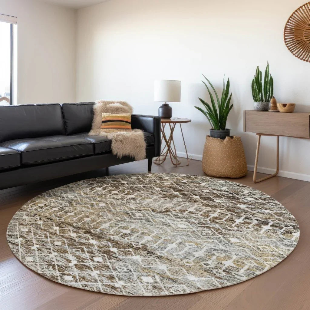 LOOMLAN Rugs Calandria Brown Washable Indoor-Outdoor Rug