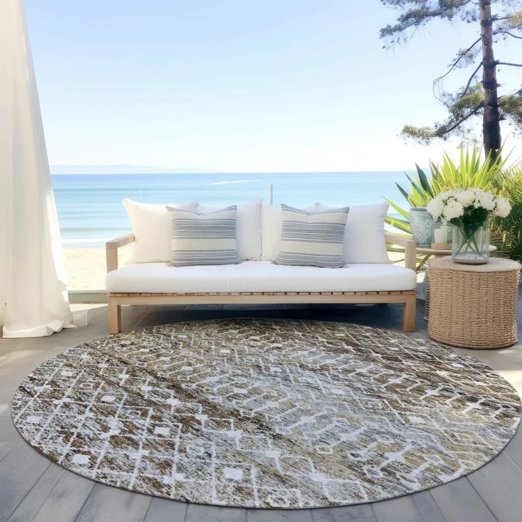 LOOMLAN Rugs Calandria Brown Washable Indoor-Outdoor Rug