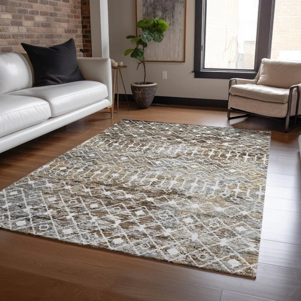 LOOMLAN Rugs Calandria Brown Washable Indoor-Outdoor Rug